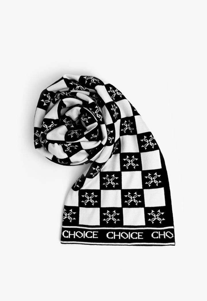 Choice Checkered Patterned Winter Shawl Black