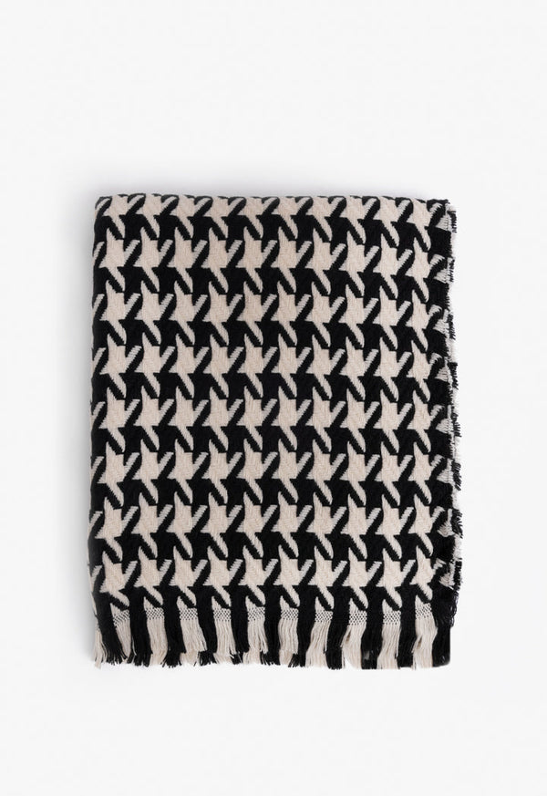 Choice Woven Houndstooth Shawl Black