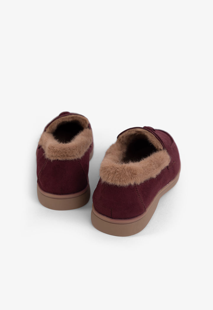 Choice Faux Fur Lined Loafers Burgundy