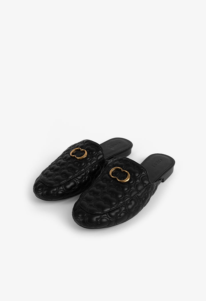 Choice Embellished Quilted Mules Black