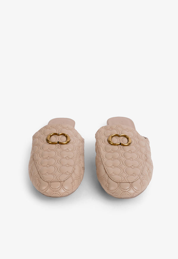 Choice Embellished Quilted Mules Nude