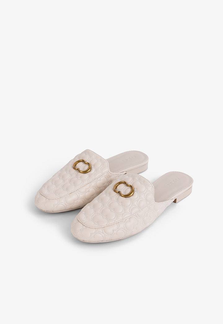 Choice Embellished Quilted Mules Off White