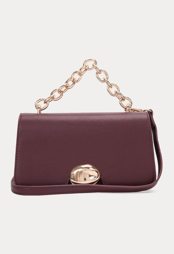 Choice Chain Link Handle Baguette Bag Burgundy