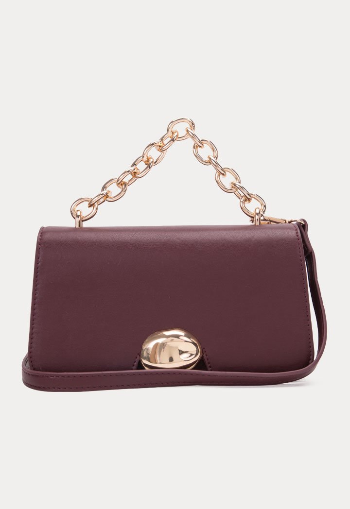 Choice Chain Link Handle Baguette Bag Burgundy