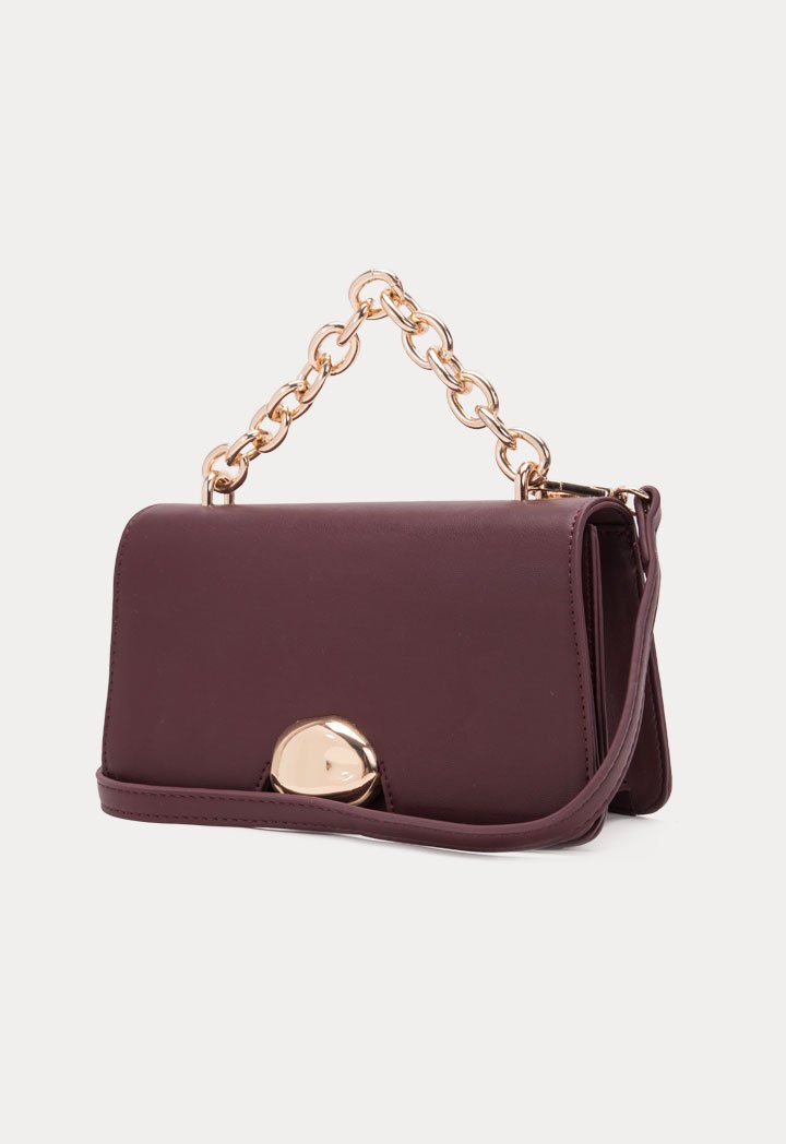 Choice Chain Link Handle Baguette Bag Burgundy