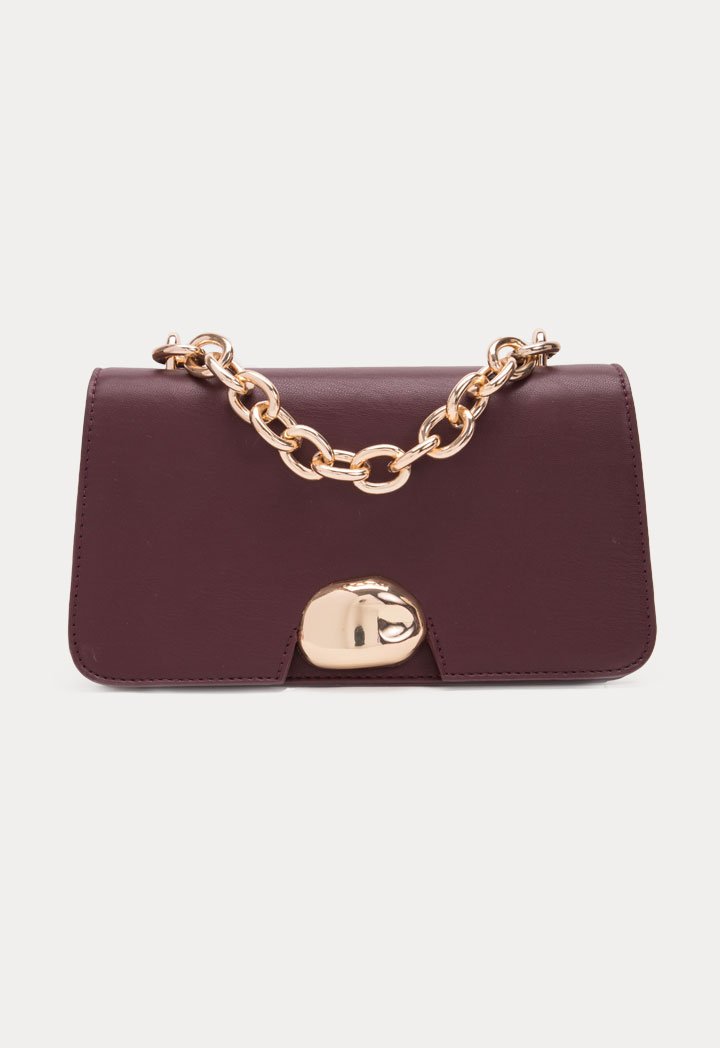 Choice Chain Link Handle Baguette Bag Burgundy