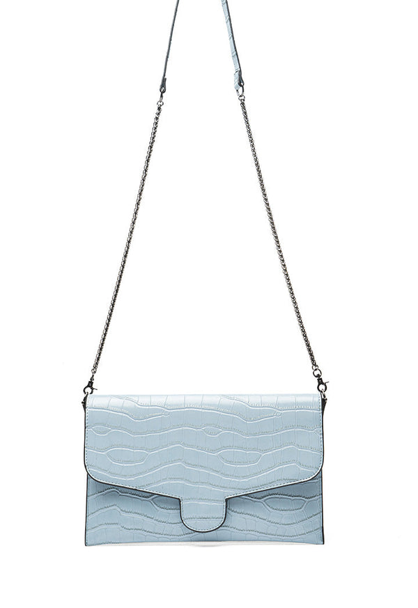 Choice Textured Sling Bag With Metal Chain Blue