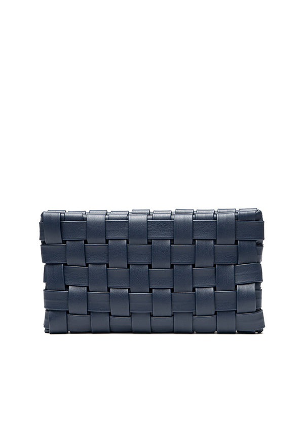Choice Basket Weave Bag With Chain String Navy