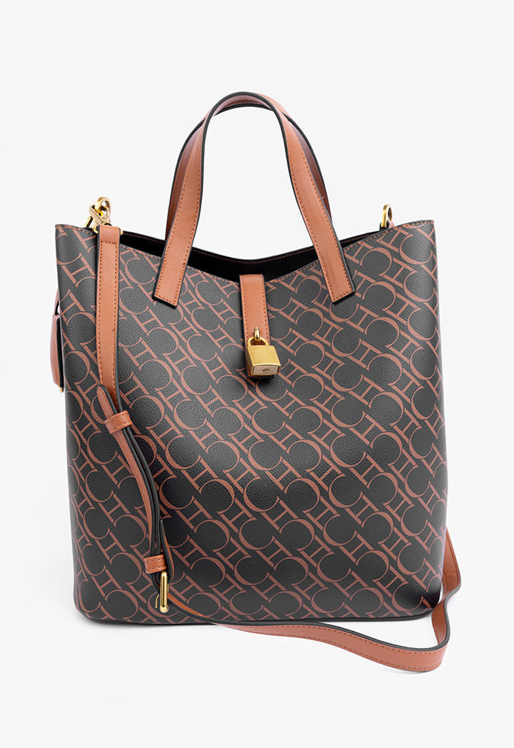 Choice Printed Monogram Tote Bag Black