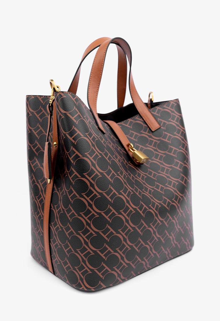 Choice Printed Monogram Tote Bag Black