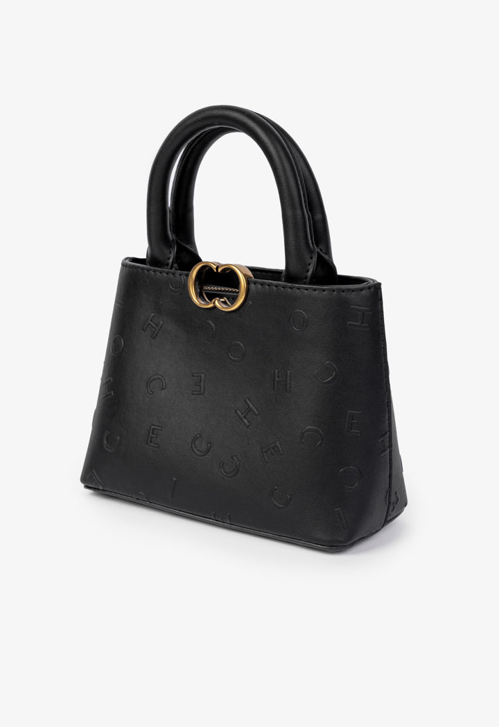 Choice Solid Textured Mini Handbag Black