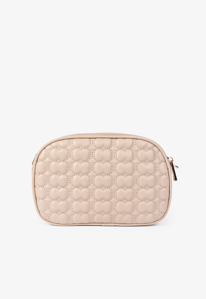 Choice Solid Monogram Quilted Crossbody Bag Beige