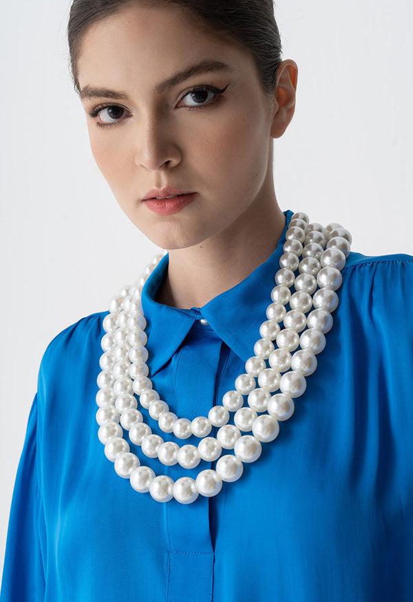 Choice Classy Chunky Faux Pearls Necklace Off White