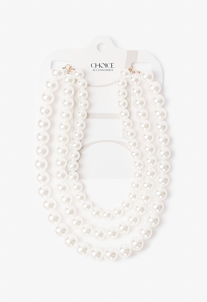 Choice Classy Chunky Faux Pearls Necklace Off White