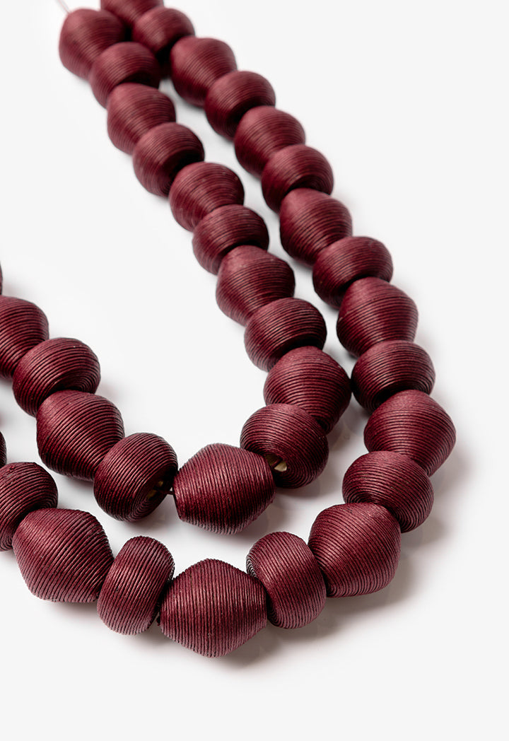 Choice Chunky Thread Wrapped Necklace Burgundy