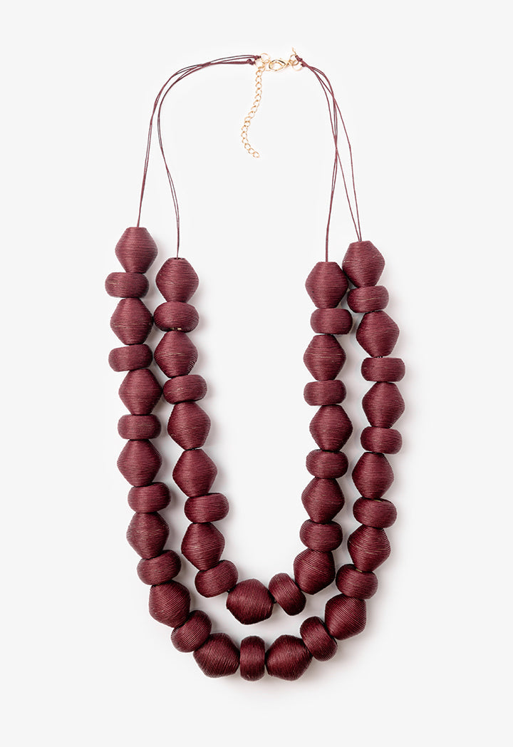 Choice Chunky Thread Wrapped Necklace Burgundy