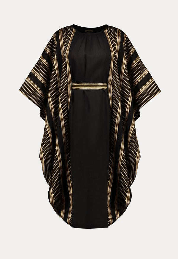 Choice Printed Kaftan Abaya Black