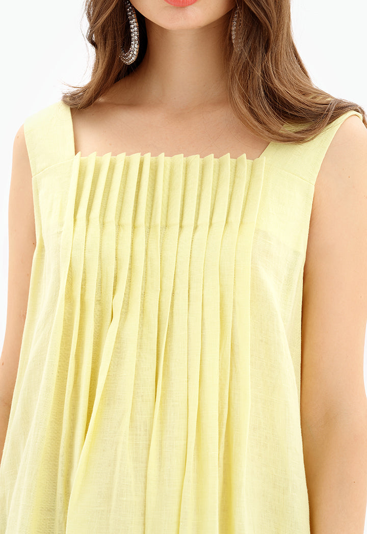 Choice Maxi Solid Sleeveless Under Abaya Dress-Ramadan Style Yellow