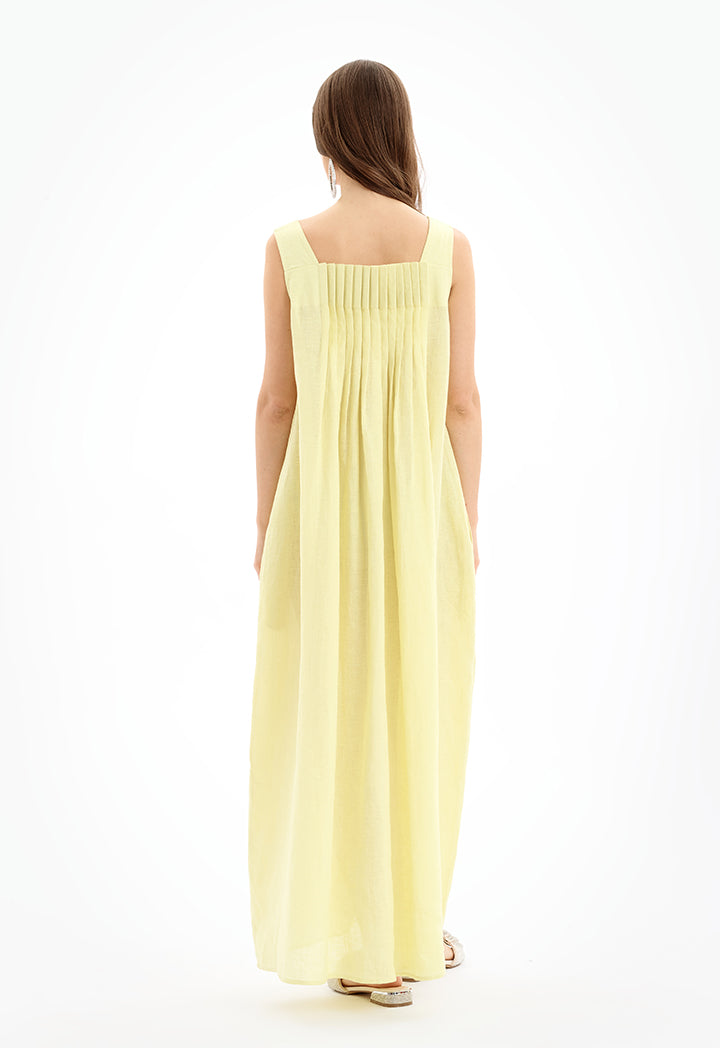 Choice Maxi Solid Sleeveless Under Abaya Dress-Ramadan Style Yellow
