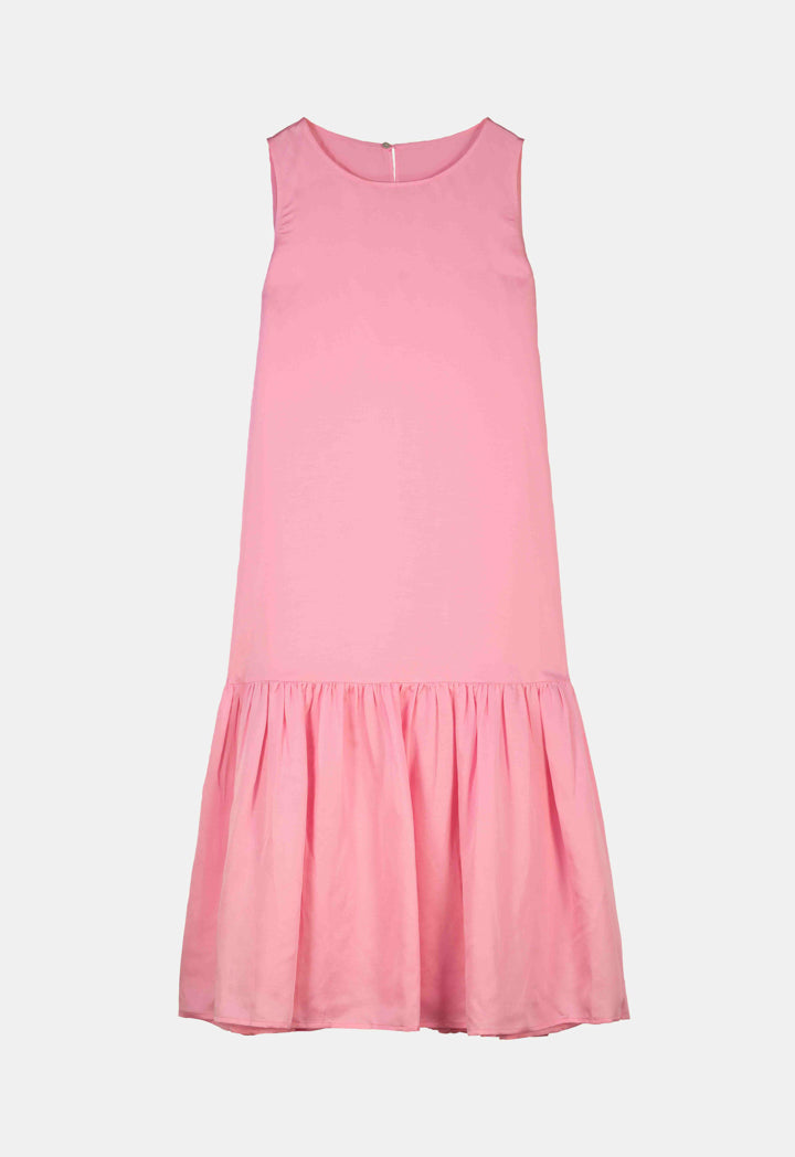 Choice Tiered Round Neck Under Abaya Dress-Ramadan Style Pink