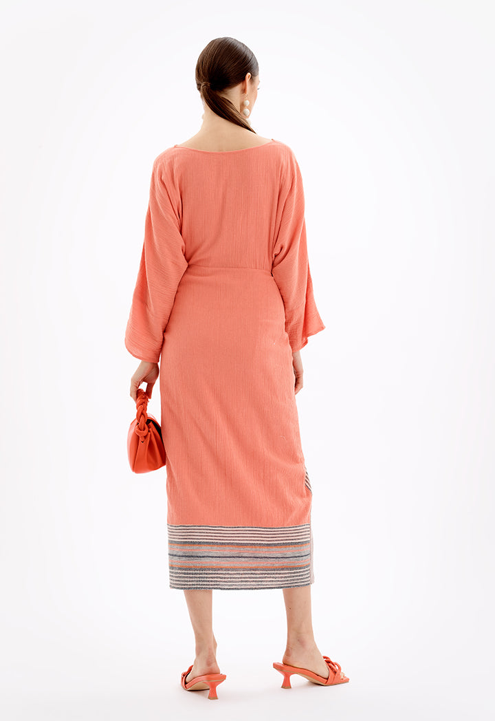 Choice Maxi Wrap Dress With Self Tie Detail-Ramadan Style Brick