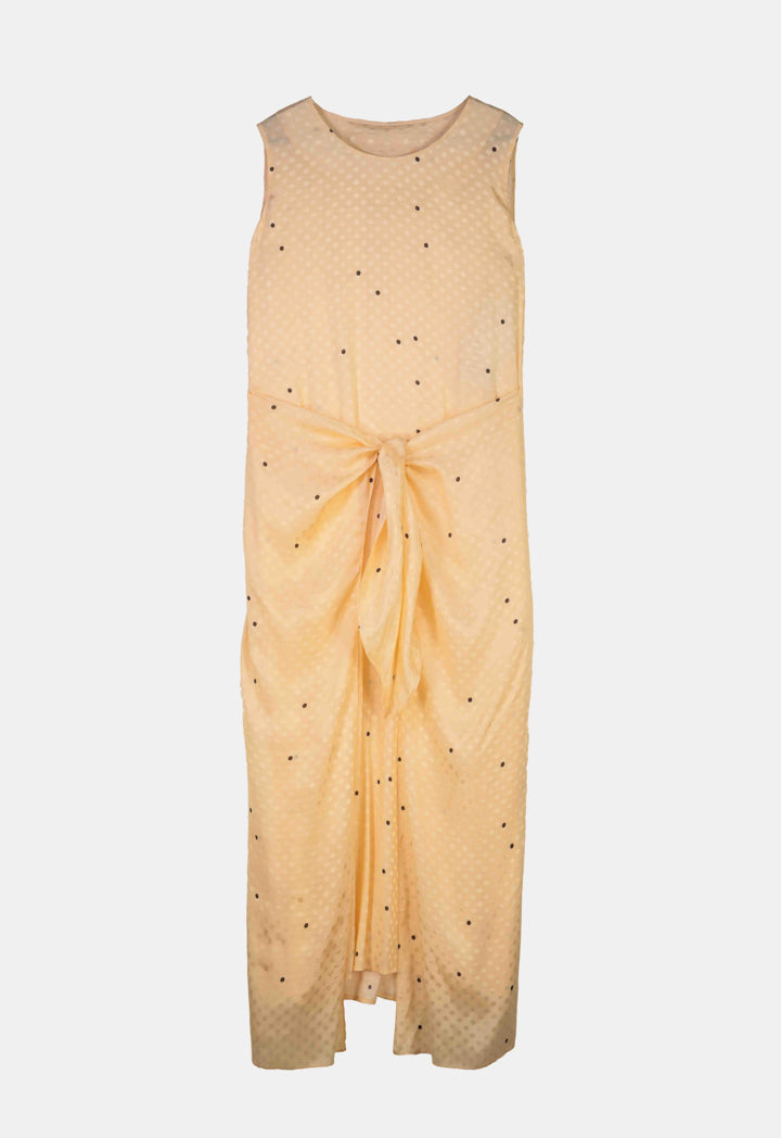 Choice All Over Printed Sleeveless Dress-Ramadan Style Beige/Gold