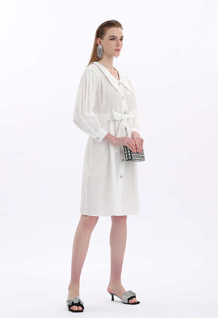 Choice Midi Dress With Crystal Details Off White