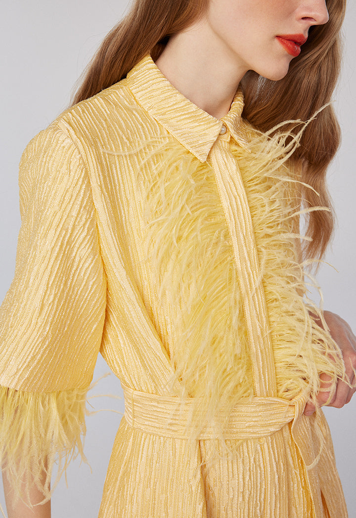 Choice Texture All Over Fringed Dress Yellow