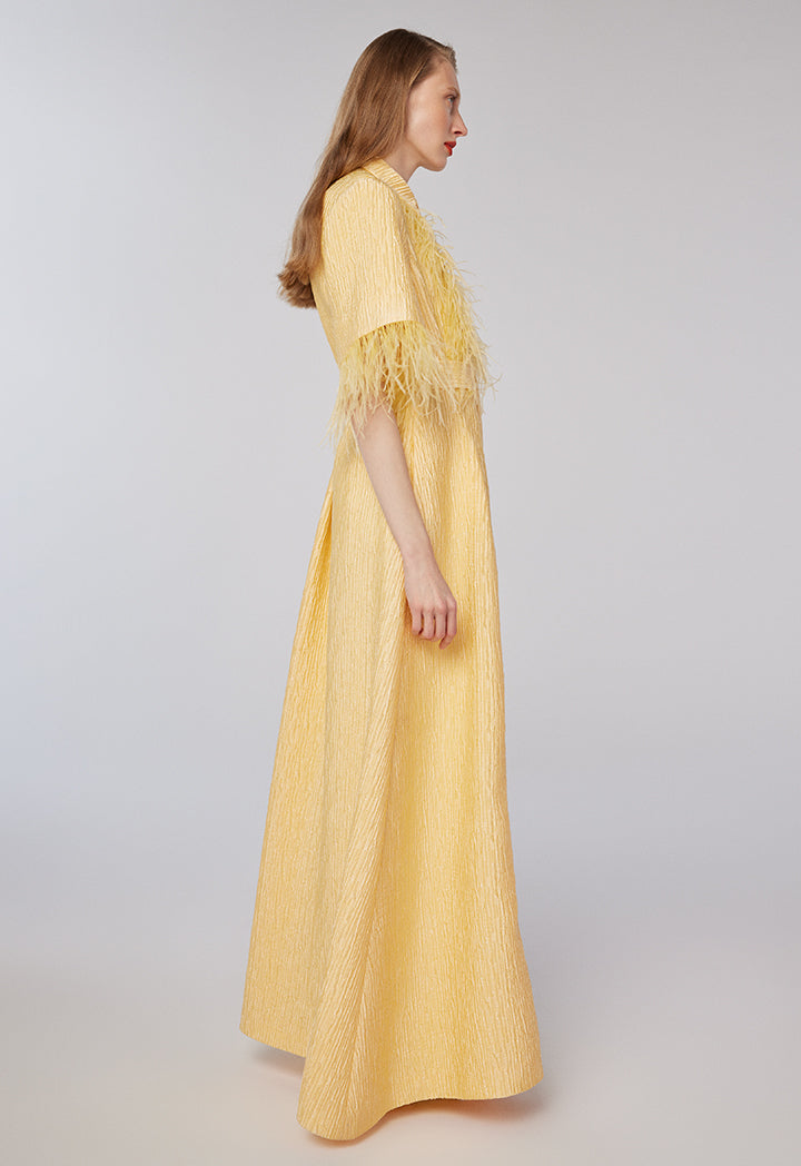 Choice Texture All Over Fringed Dress Yellow