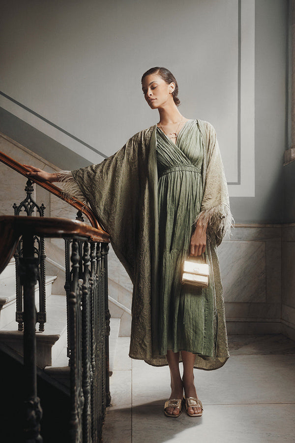 Choice Solid Pleated Sleeveless Dress - Ramadan Style Light Khaki