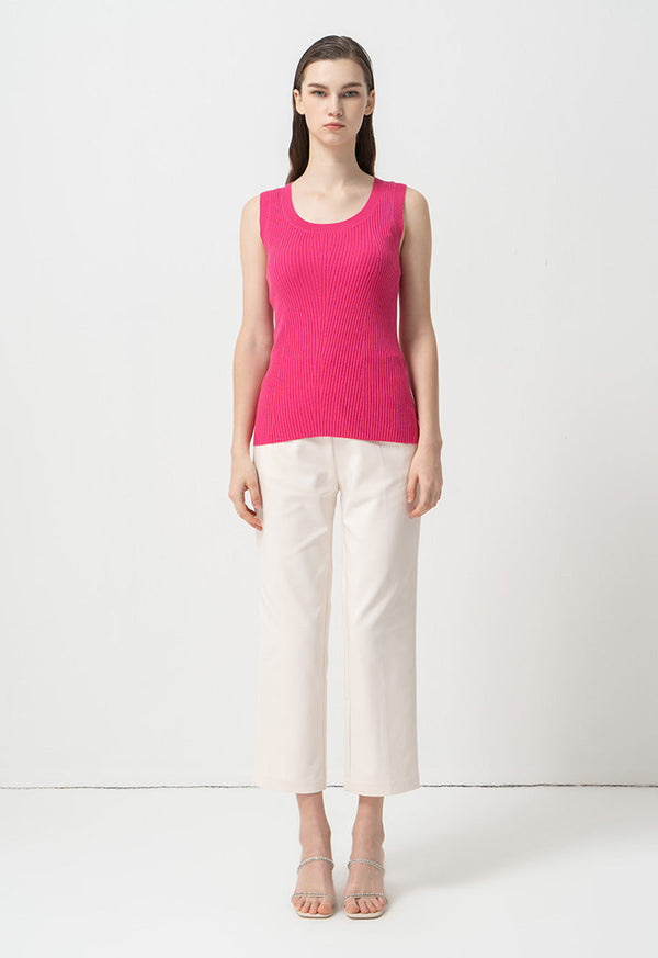 Choice Sleeveless Ribbed Knitwear Fuchsia