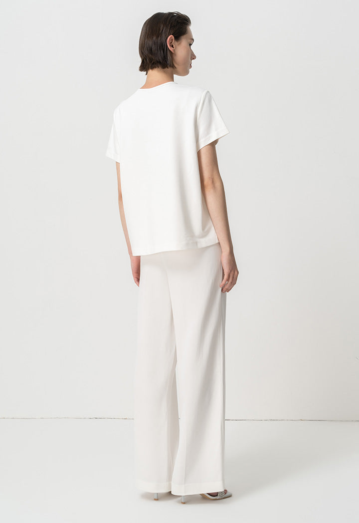 Choice Jewel Neckline Fashion Top Off White