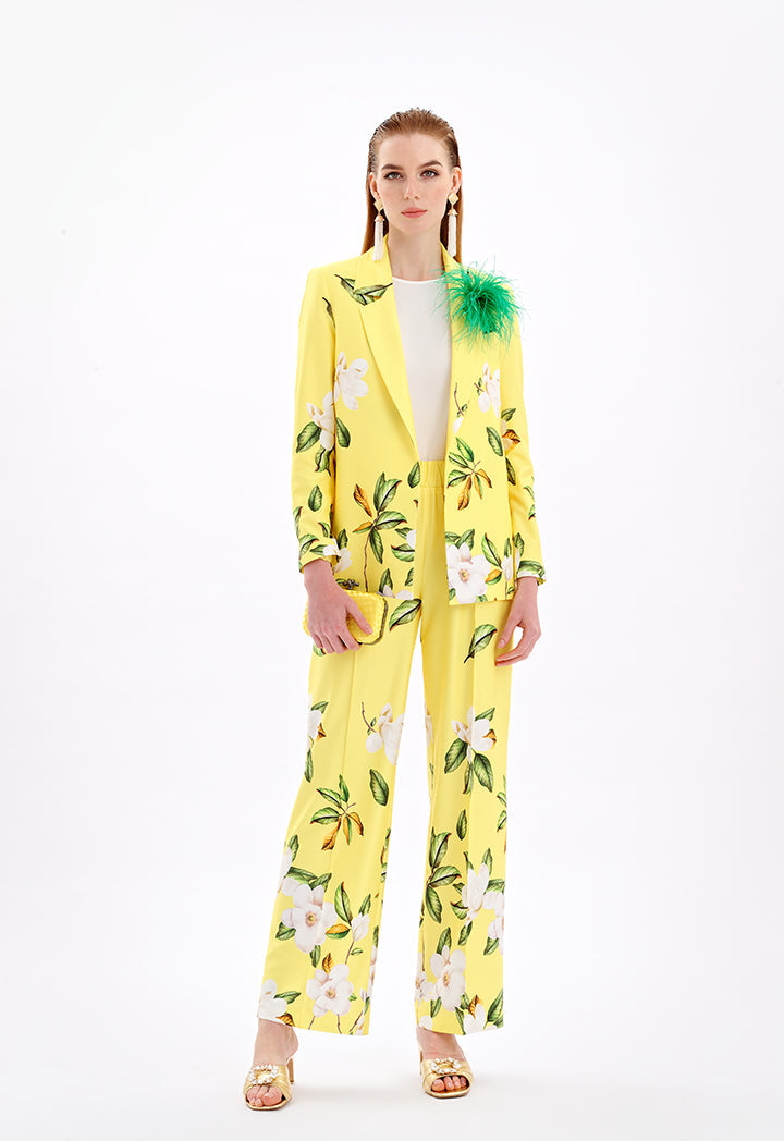 Choice Floral Print Long Pants Yellow Print