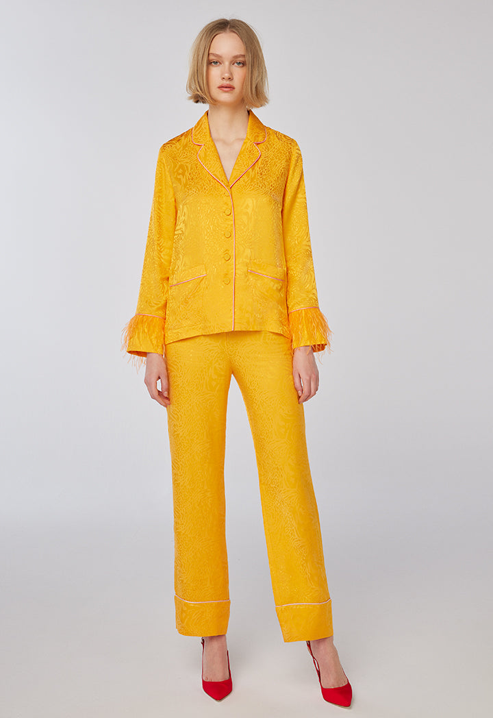 Choice Orange Textured Trouser Orange