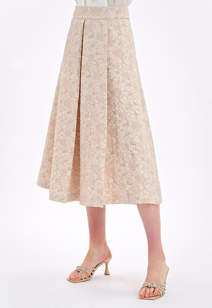 Choice Maxi Textured Jacquard Skirt Beige