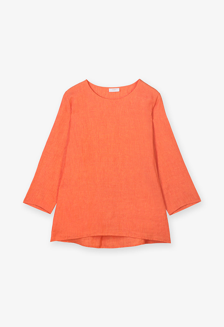 Choice Solid Long Sleeve Blouse Orange