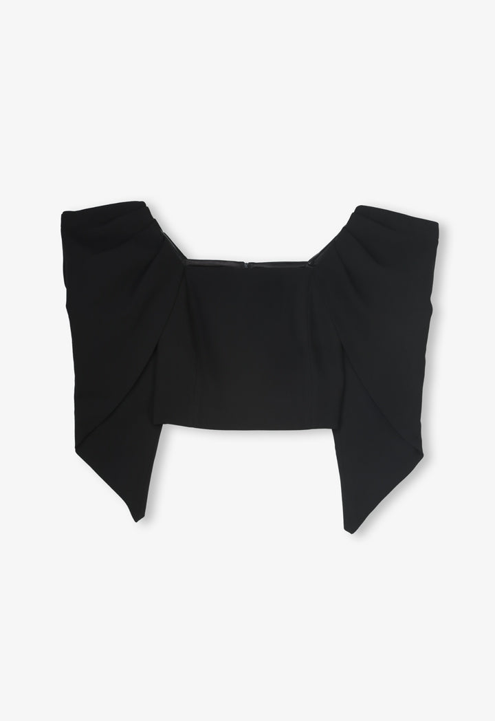 Choice Square Neck Pleated Blouse Black