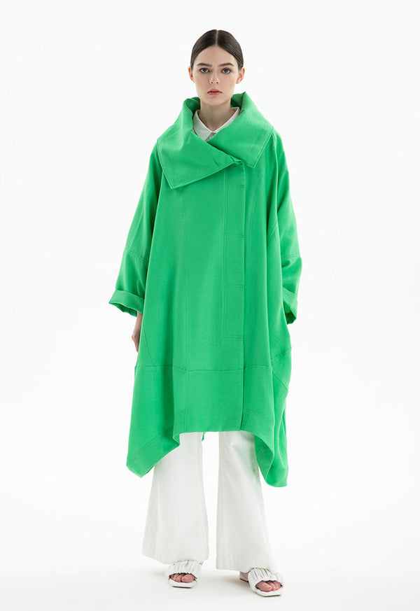 Choice Oversized Shawl Collar Outerwear  Green