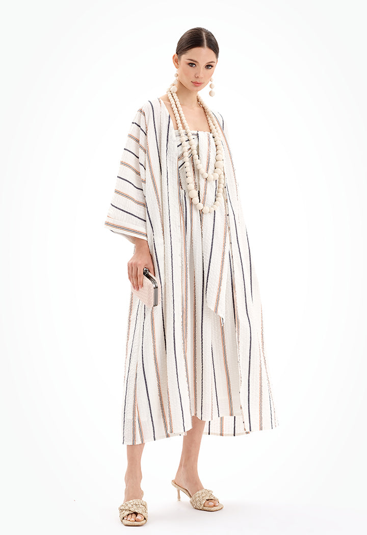 Choice Open Front Striped Maxi Kimono-Ramadan Style Multicolor