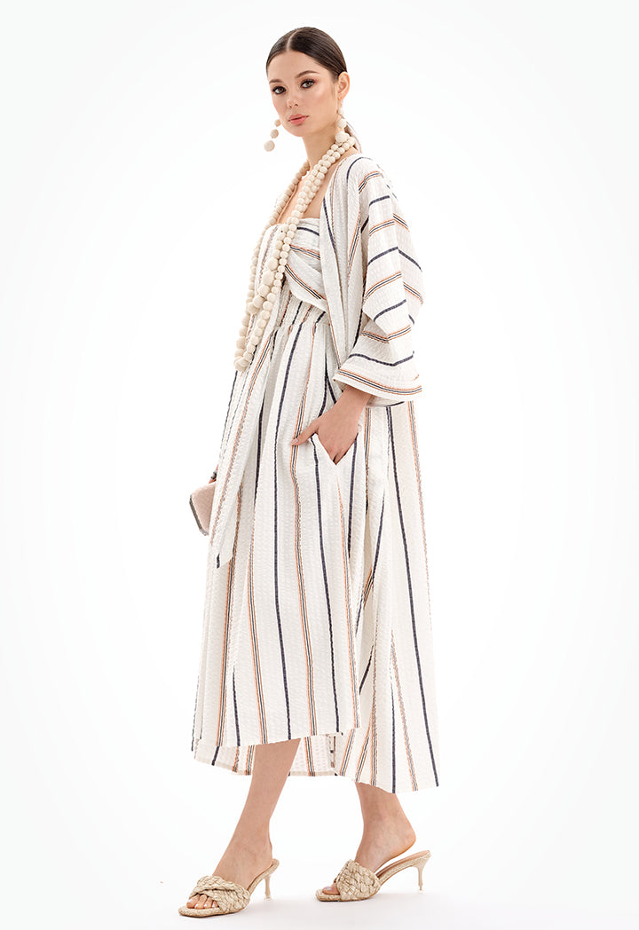 Choice Open Front Striped Maxi Kimono-Ramadan Style Multicolor