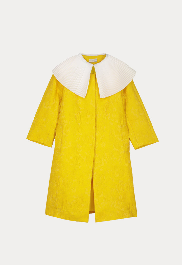Choice Pleated Collar Outerwear Yellow