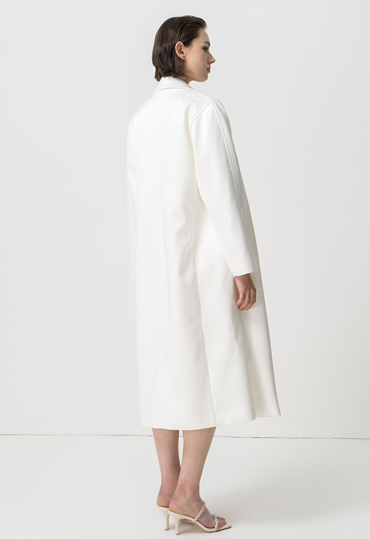 Choice Solid Outerwear With Collar-Embellished Offwhite