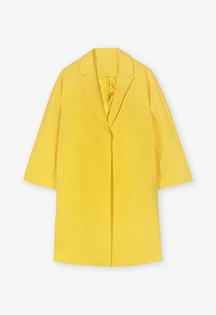 Choice Solid Long Sleeves Midi Jacket Yellow
