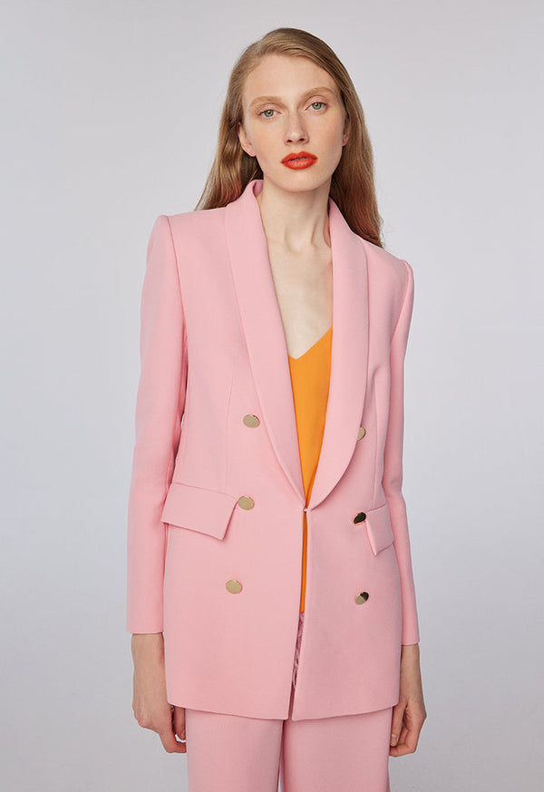 Choice Double Breasted Pink Blazer Pink
