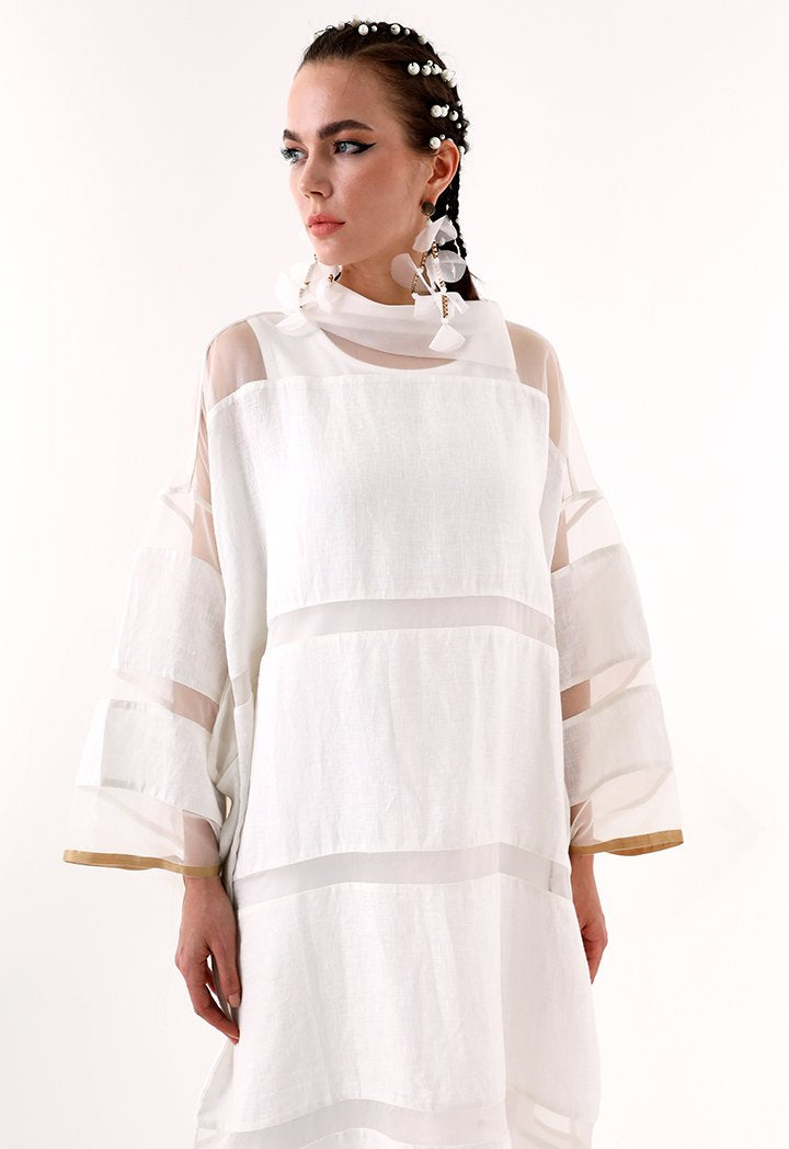 Choice Box Chain With Mesh Fabric Earrings White - Wardrobe Fashion
