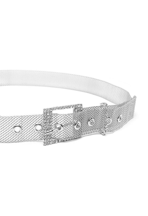 Choice Gilt Metal Mesh Rhinestone Belt Silver