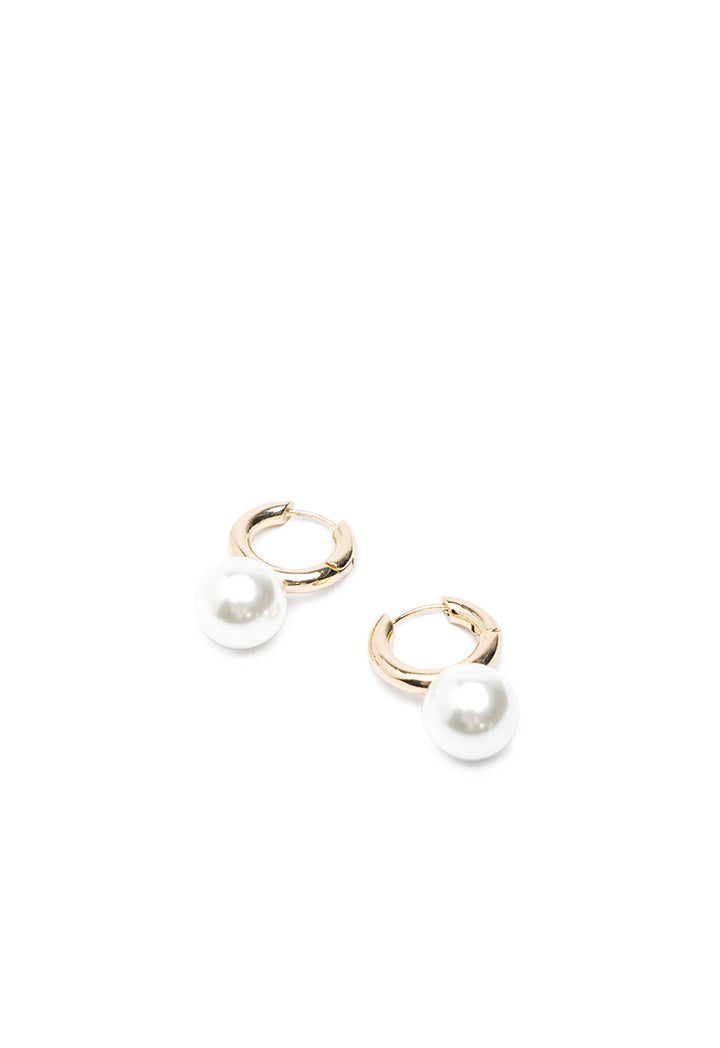 Choice Pearl Hoop Earring White-Gold