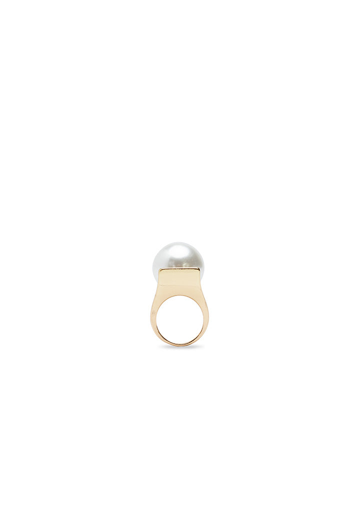 Choice Pearl Gold Tone Solid Ring White-Gold