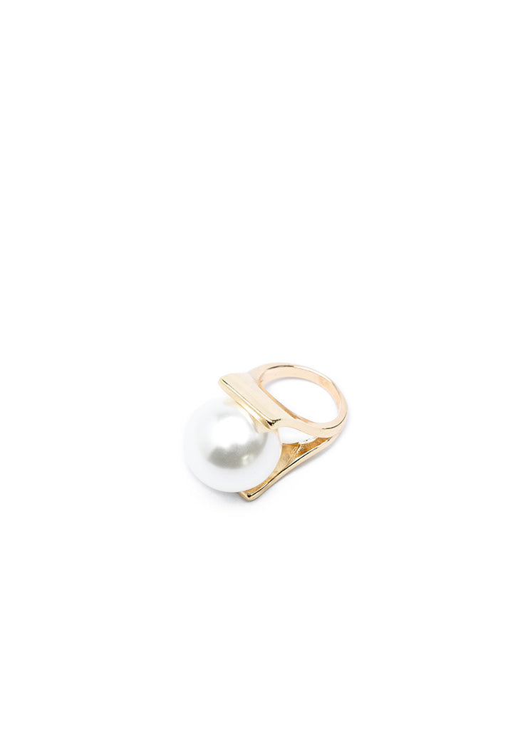 Choice Pearl Gold Tone Solid Ring White-Gold