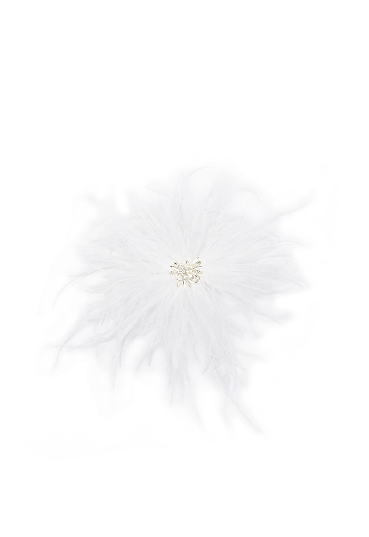 Choice Solid Feather Crystal Stud Clip  White